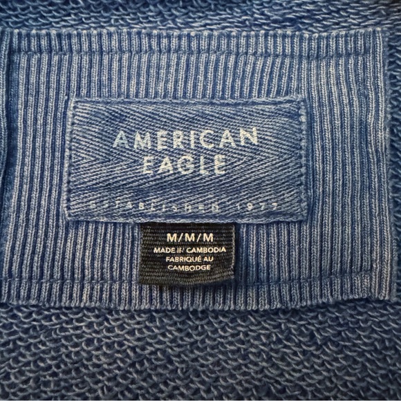 American Eagle Oversized French Terry Lounge Dress/Tunic M Balloon Sleeve Blue - Picture 6 of 7